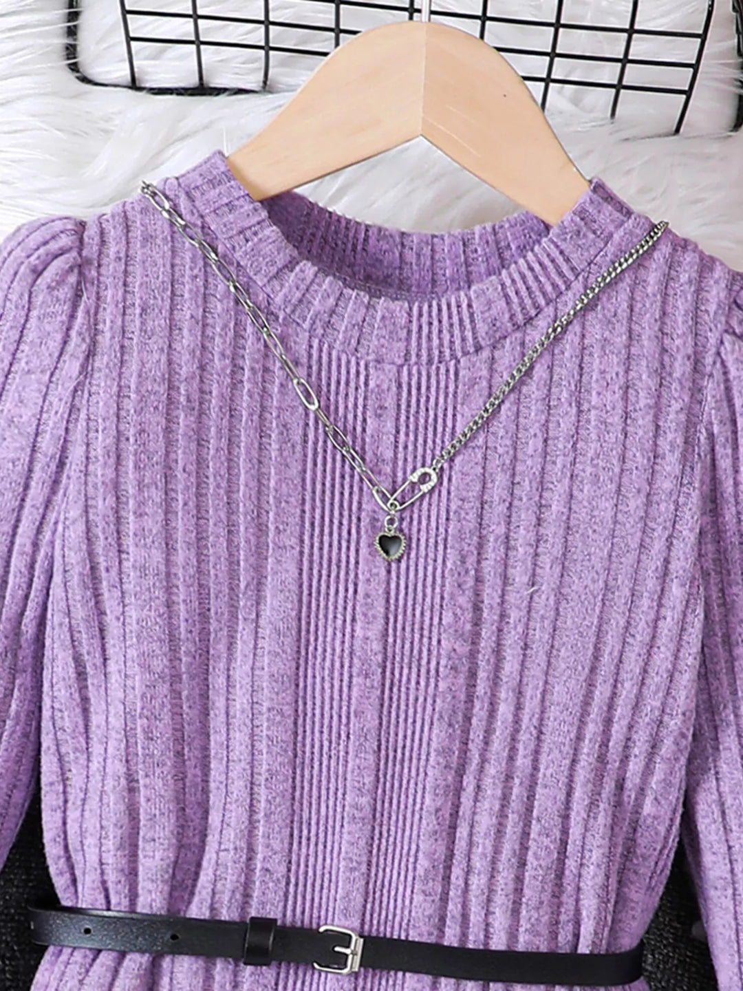 Children's Ribbed Knit Long Sleeve Dress