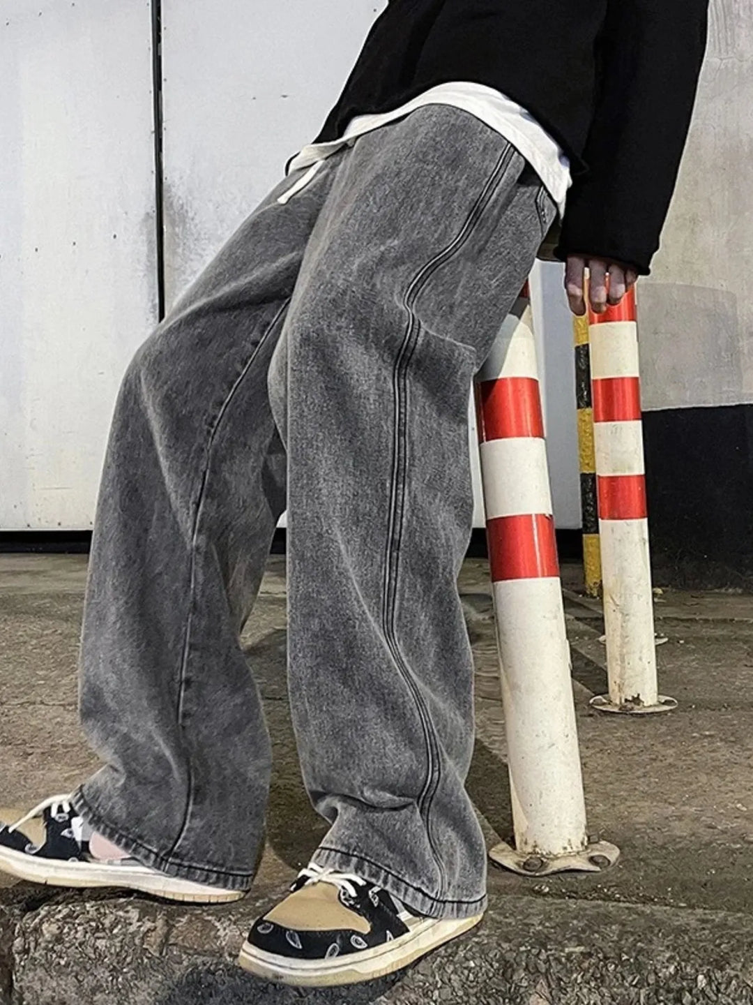 Men's Full Size Drawstring Wide Leg Jeans Plus Size