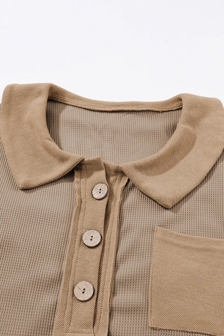 Waffle Knit Button Front Dress