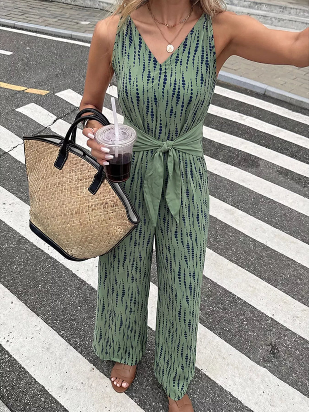 Printed Wide Leg Jumpsuit
