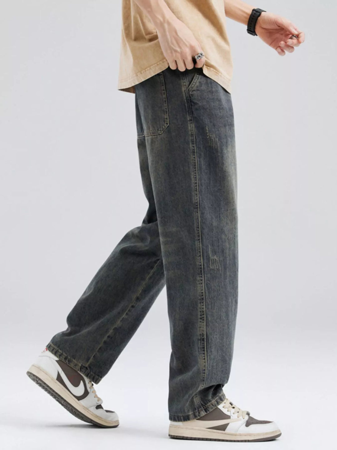 Men's Full Size Washed Relaxed Fit Jeans Plus Size