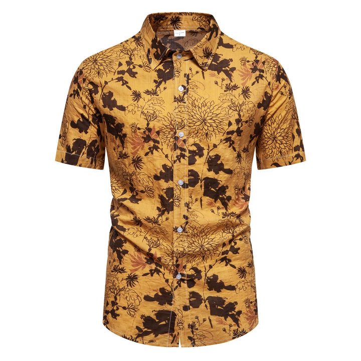Men's Plus Size Floral Print Short Sleeve Button Down Shirt