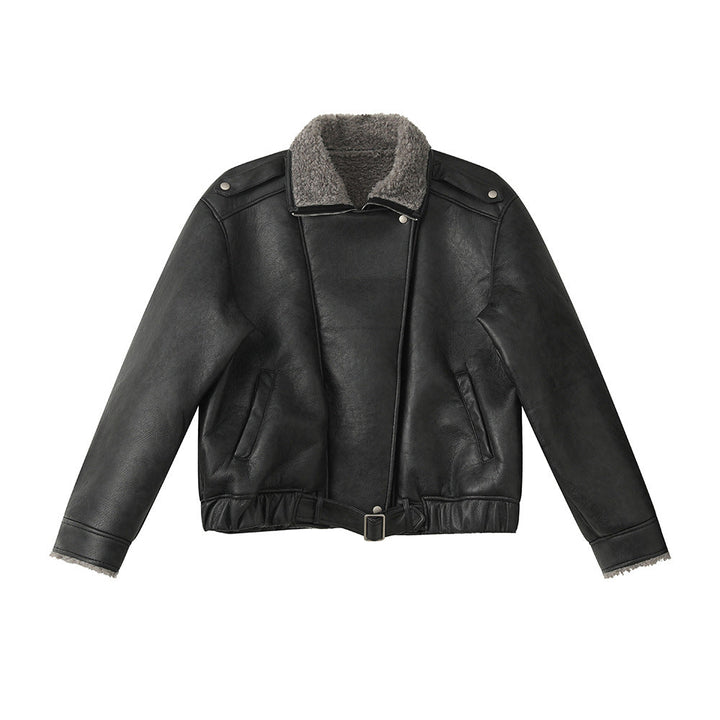 Turn-down Collar Fur-lined Thickened Warm Jacket Coat
