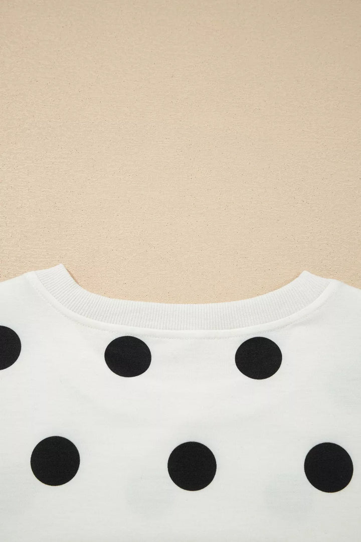 Ribbed Trim Polka Dot Print Tank Split Mini Skort 2pcs Set