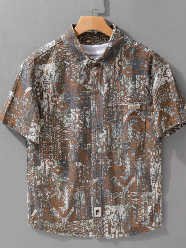 Men's Plus Size Button Up Short Sleeve Shirt