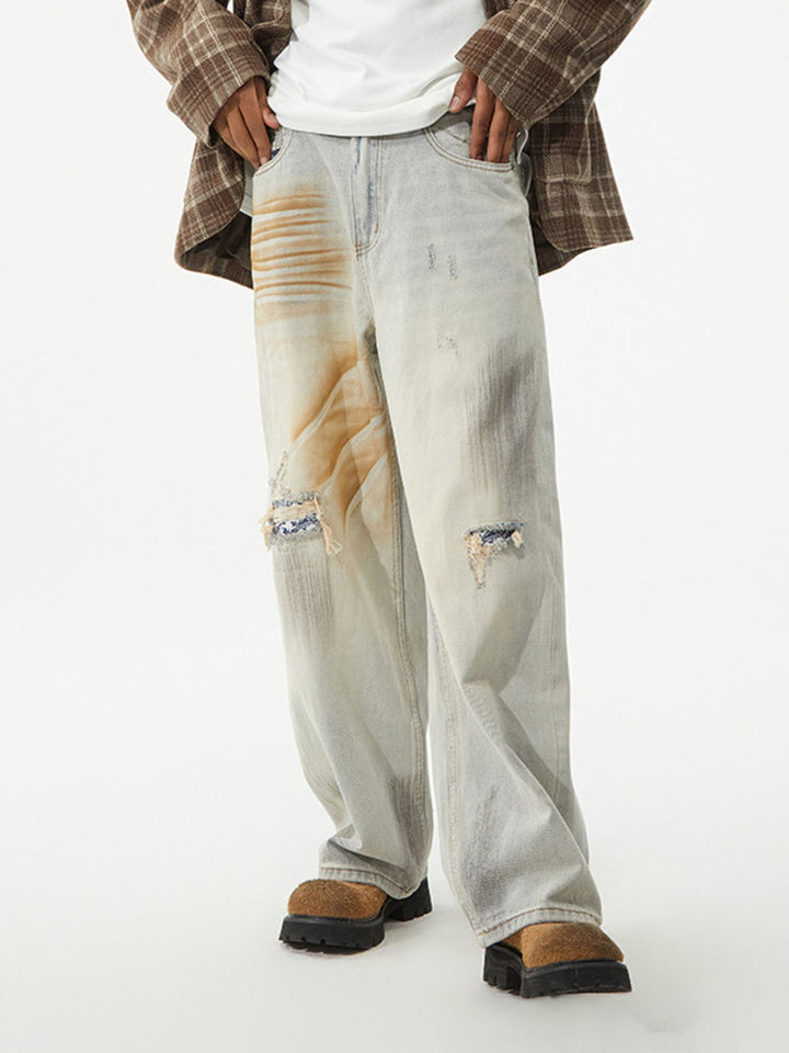 Men's Distressed Wide Leg Jeans