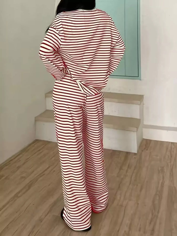 Striped Long Sleeve Top and Pants Set