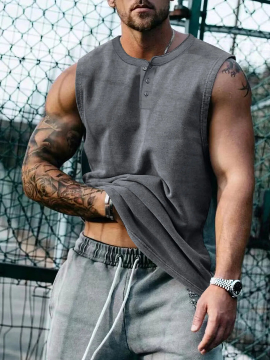Men's Plus Size Round Neck Tank