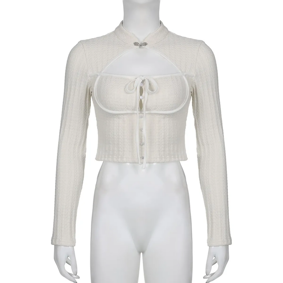 Elegant Button Crop Top