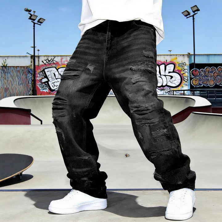 Retro Casual Personalized Patchwork Straight-leg Loose-fit Pants