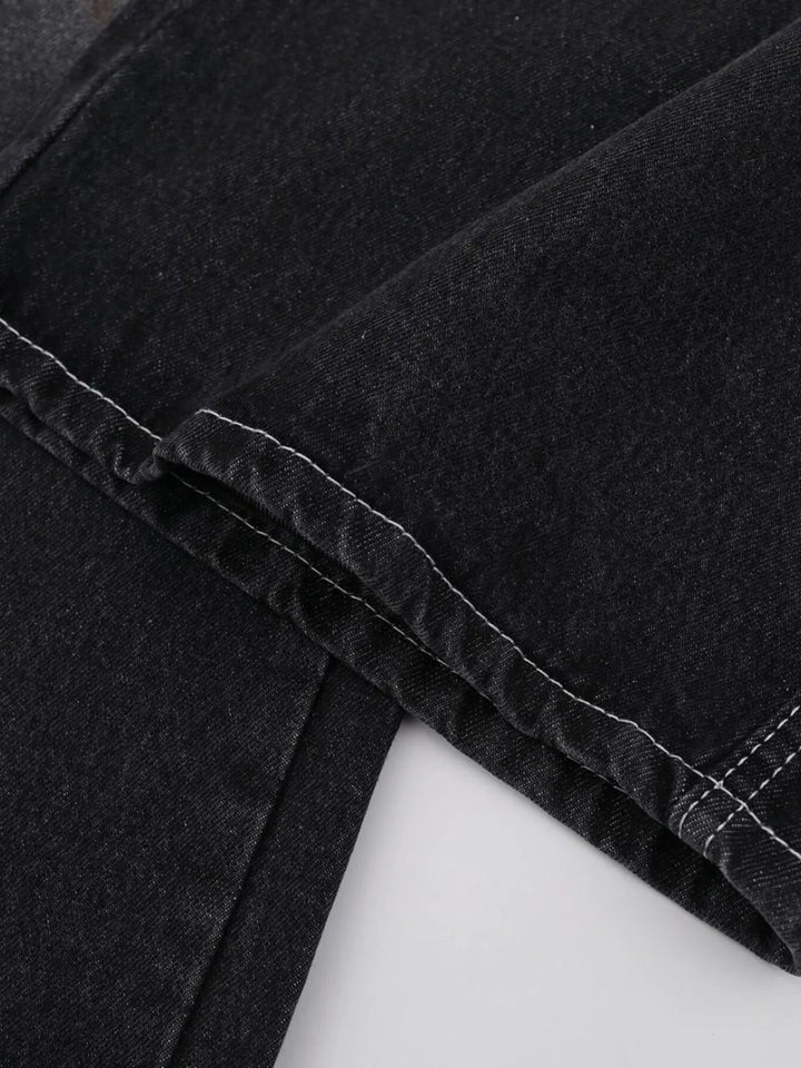Men's Vintage Washed Wide Leg Denim Jeans