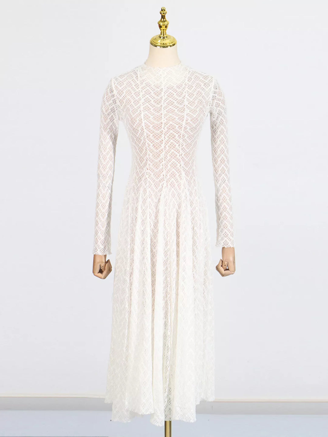 Lace Mock Neck Long Sleeve Maxi Dress