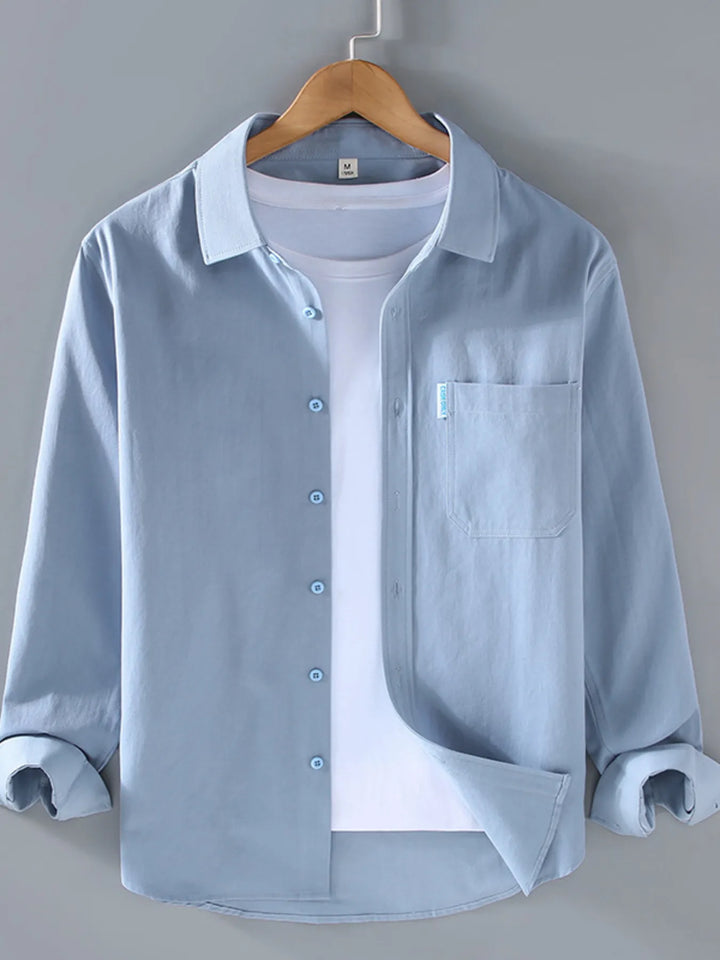 Men's Plus Size Long Sleeve Button-Up Shirt