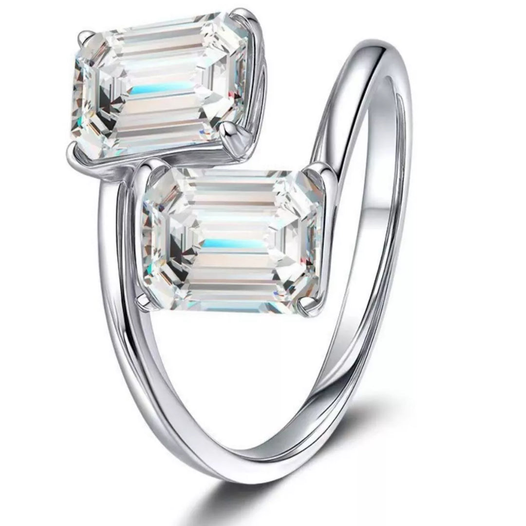 2 Carat Moissanite 925 Sterling Silver Bypass Ring
