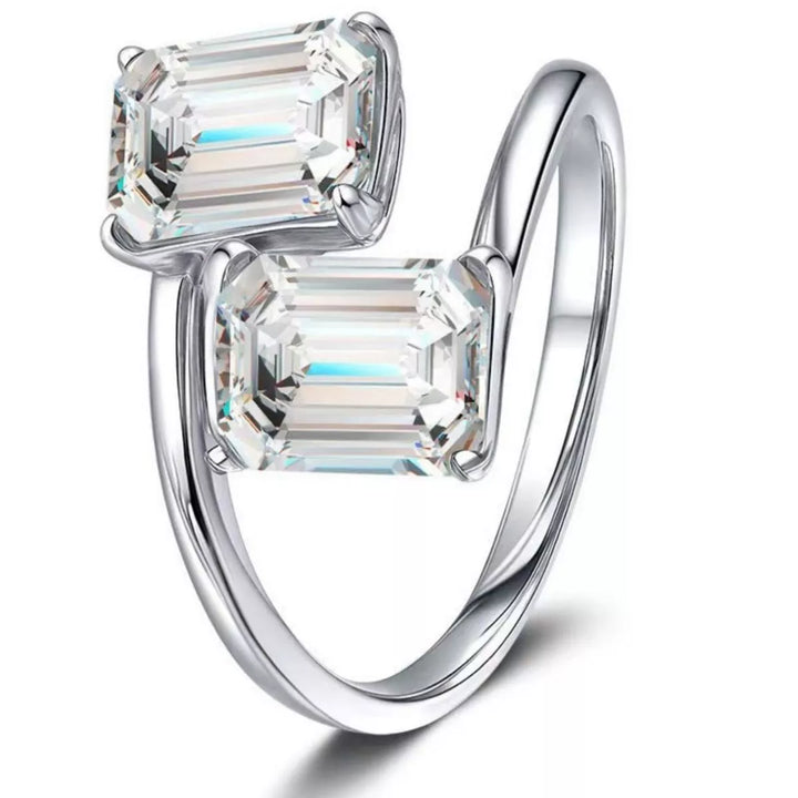 2 Carat Moissanite 925 Sterling Silver Bypass Ring