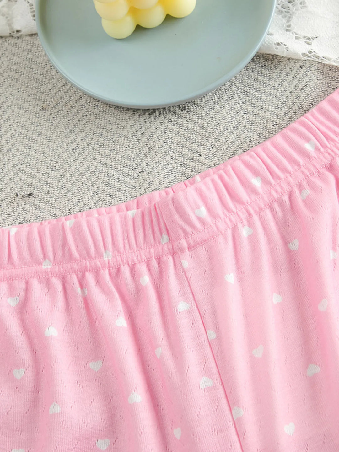 Polka Dot Round Neck Top and Pants Lounge Set