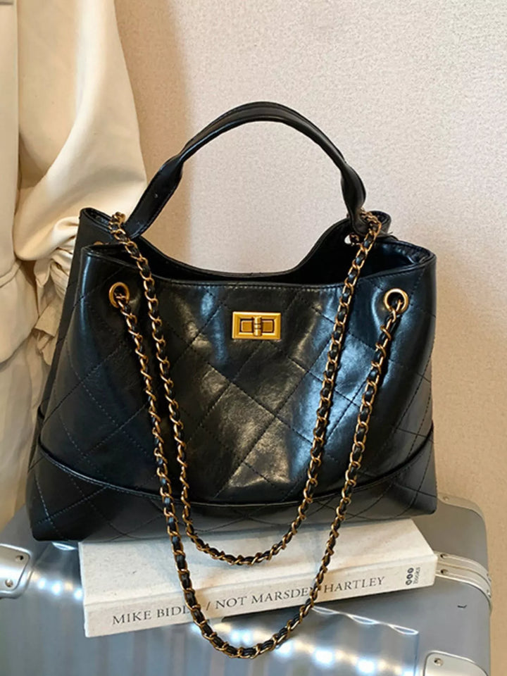 Quilted Leather Chain Strap Crossbody Bag