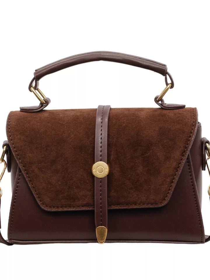 Vintage Suede Flap Crossbody Bag
