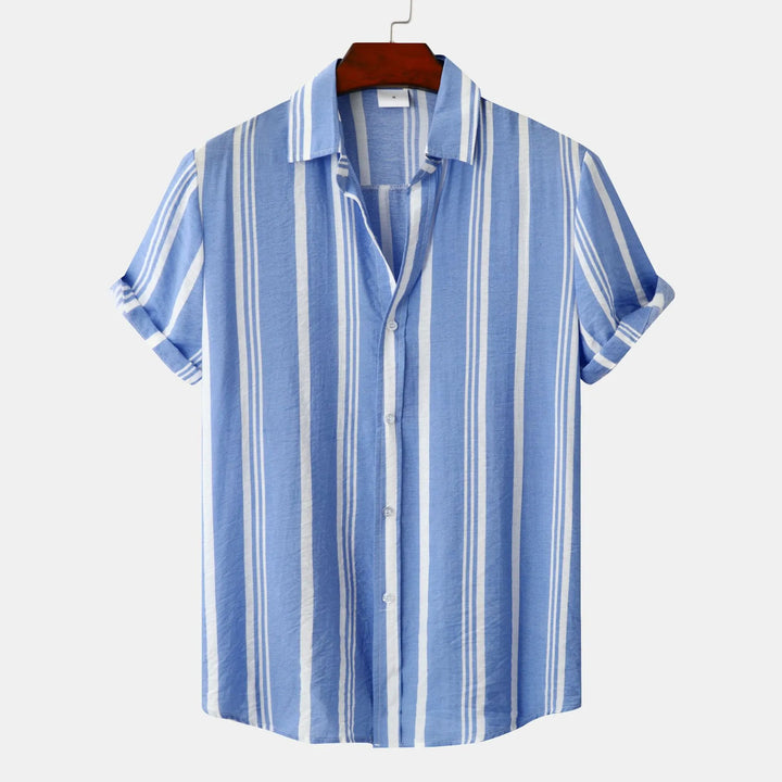 Men's Plus Size Striped Short Sleeve Button-Down Shirt