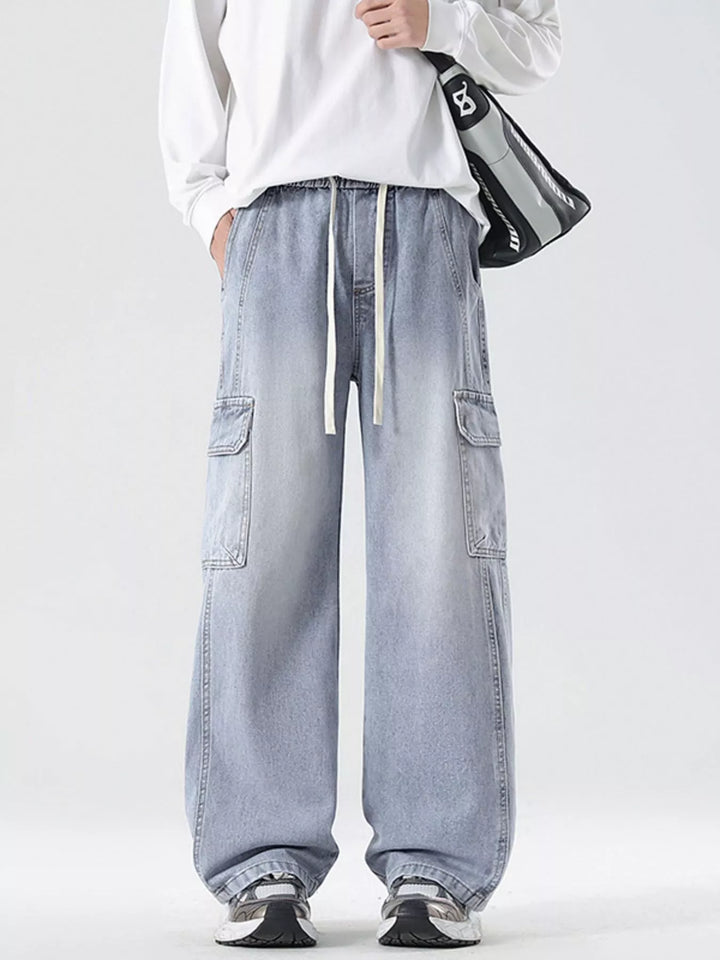 Men's Full Size Wide Leg Cargo Jeans Plus Size