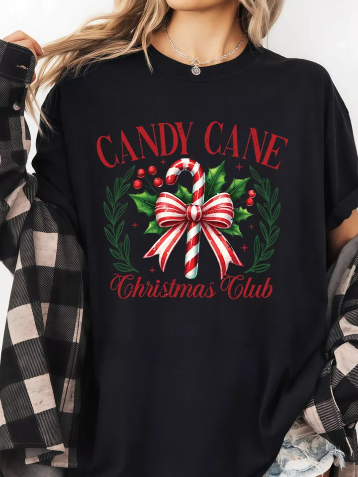 Candy Cane Christmas Club Custom Graphic T Shirt