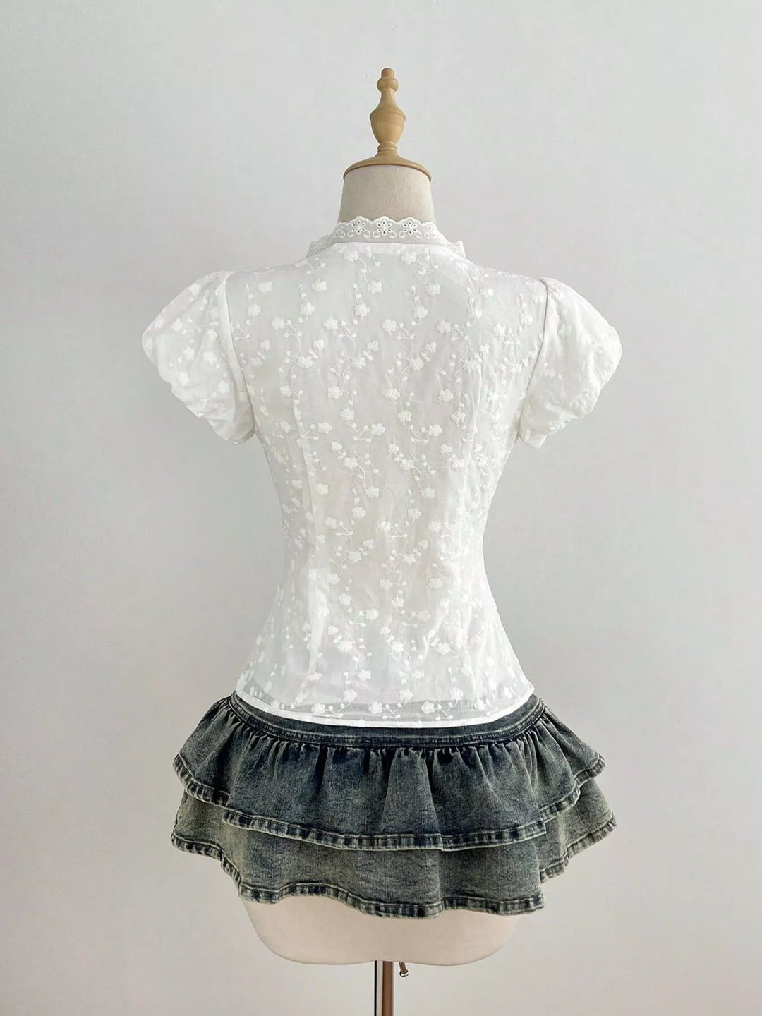 Lace Detail Bow Front Blouse
