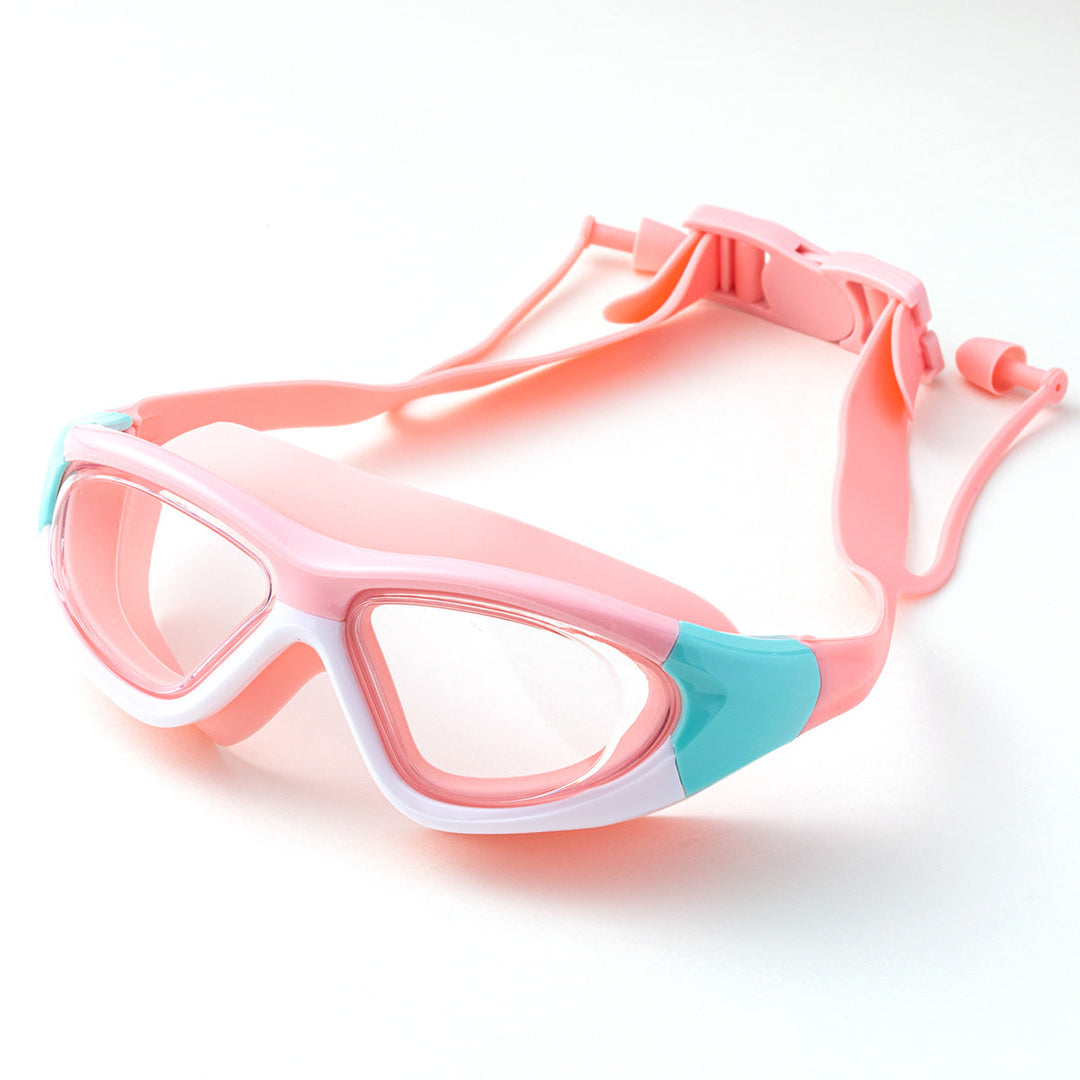 HD Children's Non-fogging Swimming Glasses Comfortable Silicone One-piece Earplugs Swimming Goggles
