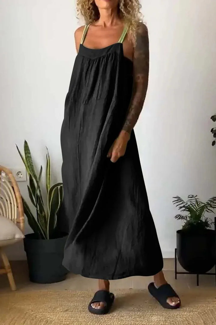 Full Size Ruched Cami Maxi Dress with Pockets Plus Size