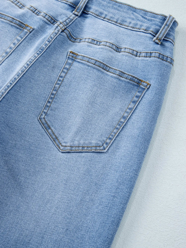 High Waist Wide Leg Washed Jeans