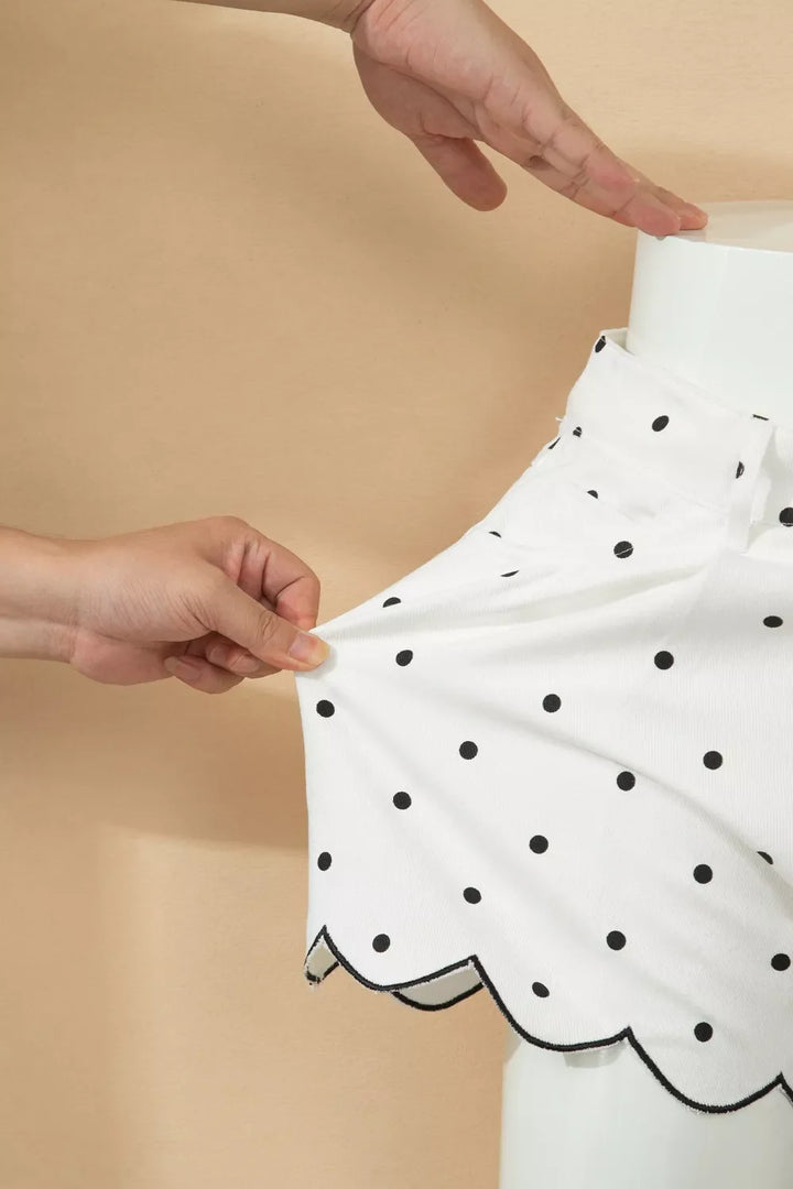 Polka Dot Scalloped Hem Shorts
