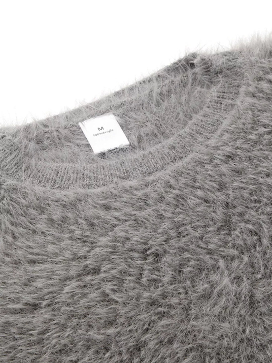 Fuzzy Round Neck Long Sleeve Sweater