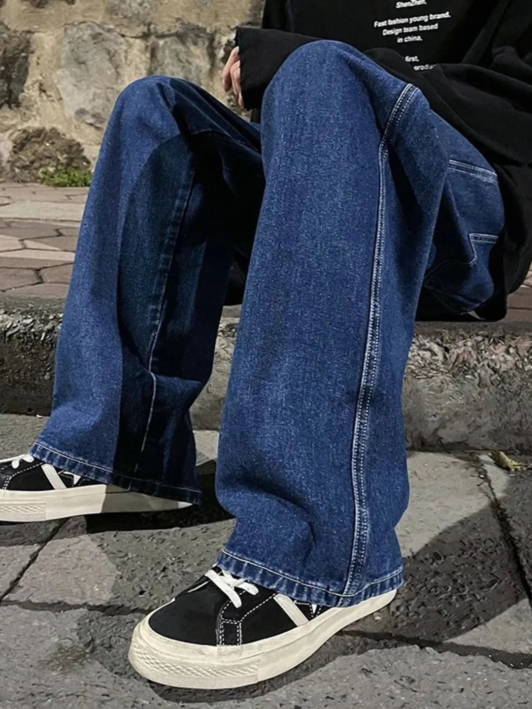 Men's Full Size Drawstring Wide Leg Jeans Plus Size