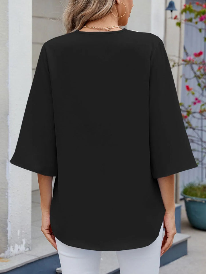 V-Neck 3/4 Sleeve Blouse