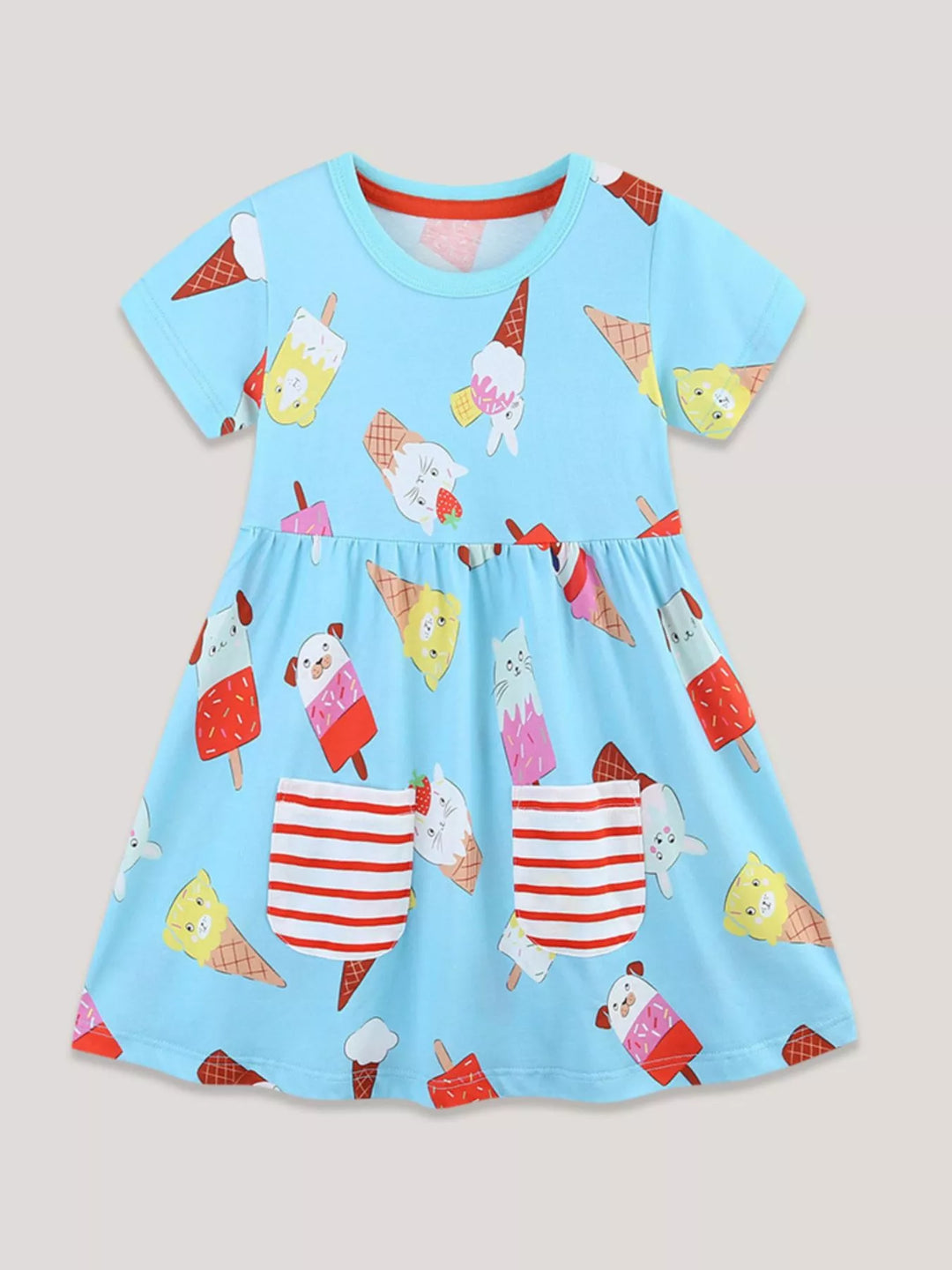 Children's Ice Cream Print Short Sleeve Dress