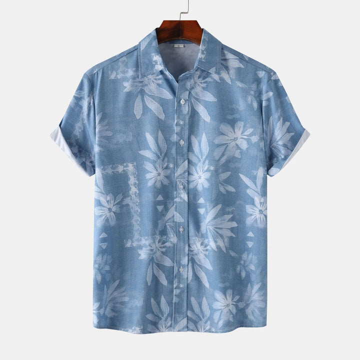 Men's Printed Button Up Short Sleeve Shirt