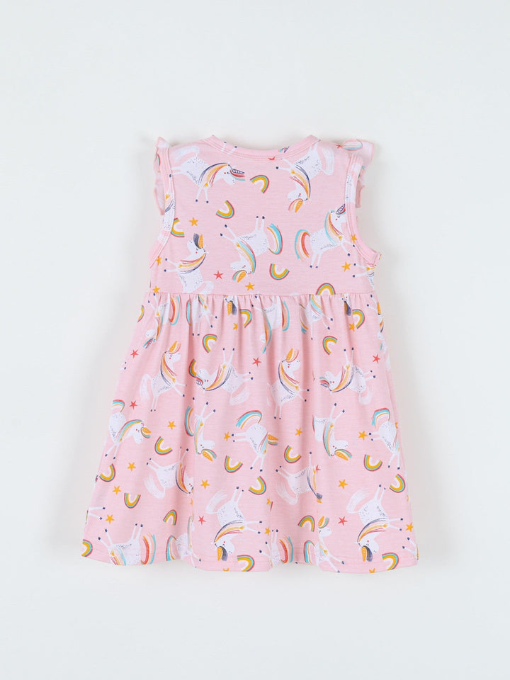 Children's Unicorn Print Ruffle Sleeve Casual Dress