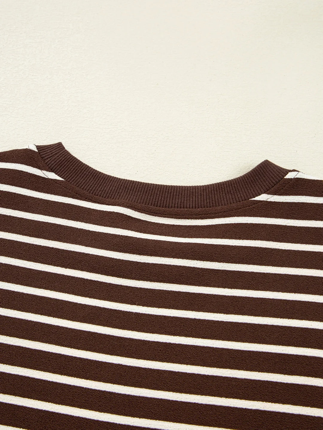 Stripe Cropped Crew Neck Long Sleeve T Shirt