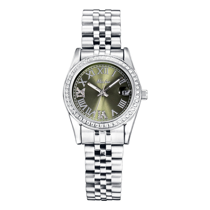 Womens Stylish Minimalist Elegant Luminous Stainless-steel Watch With Diamond Accents