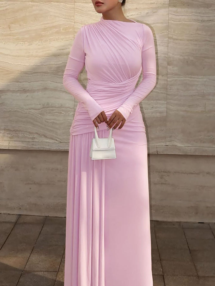 Ruched Long Sleeve Mermaid Maxi Dress
