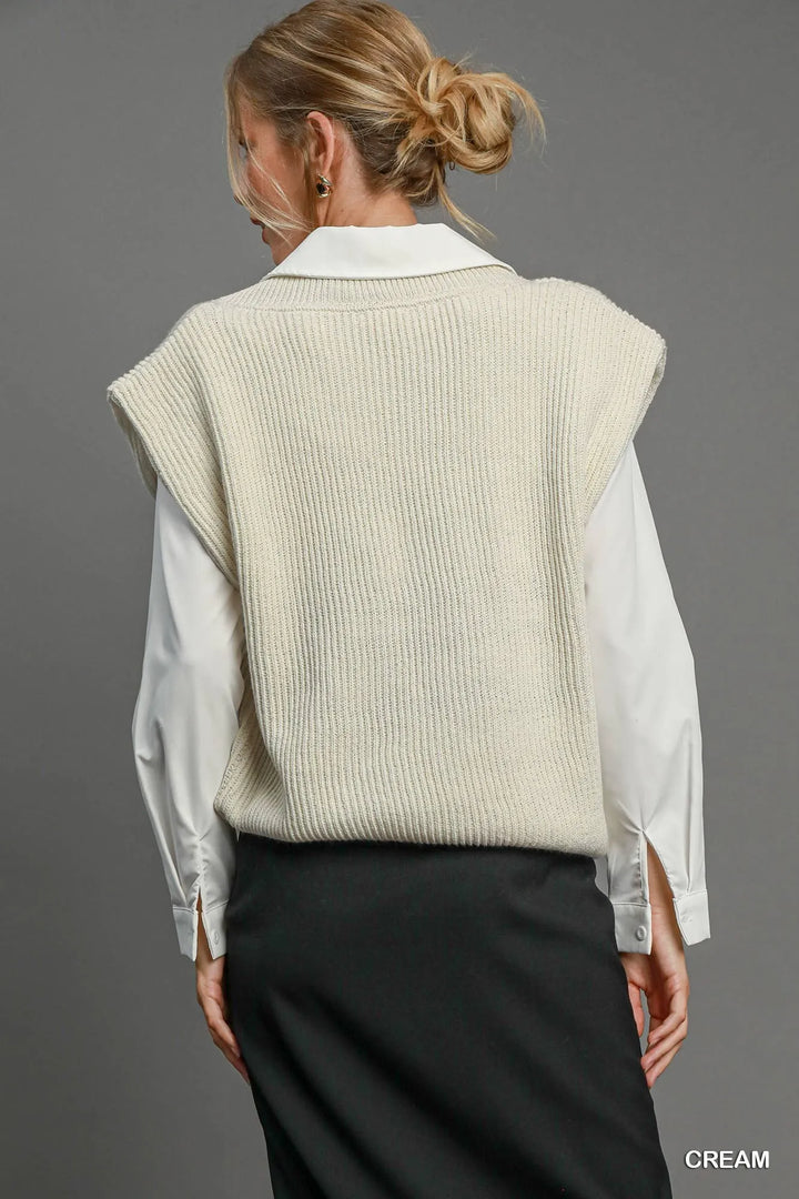 Umgee Oversized V Neck Vest