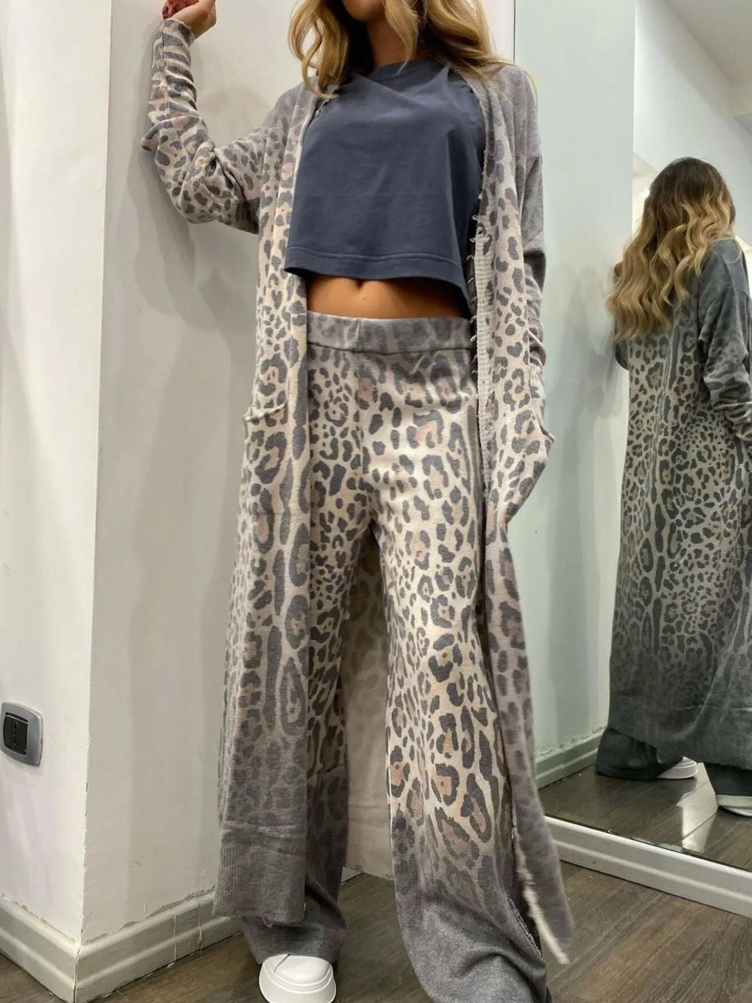 Long Sleeve Longline Outerwear and Pants Set