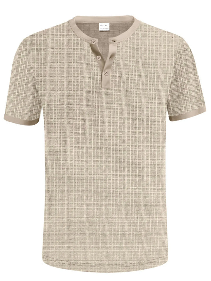 Men's Full Size Button Detail Short Sleeve Top Plus Size