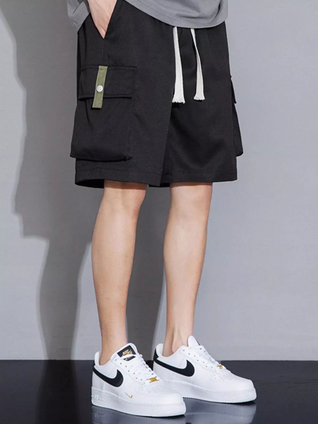 Men's Plus Size Casual Cargo Shorts with Drawstring