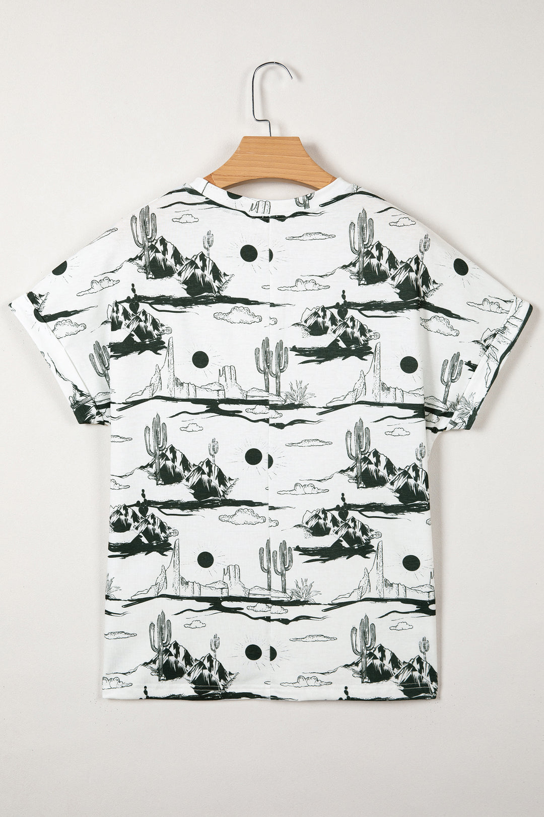 White Desert Sand Print Short Sleeve Knit Top