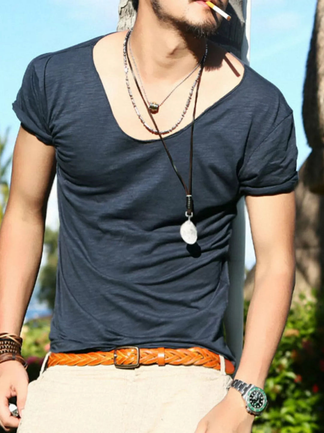Men's Casual Solid Color Short Sleeve T-Shirt