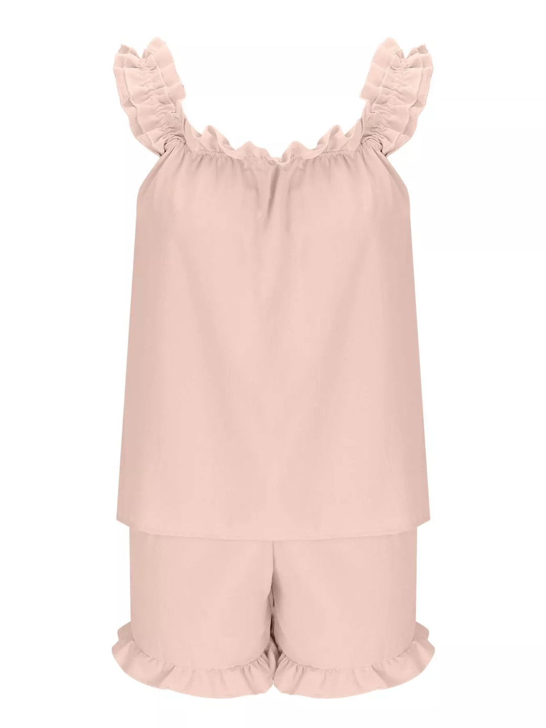 Ruffle Trim Sleeveless Top and Shorts Set