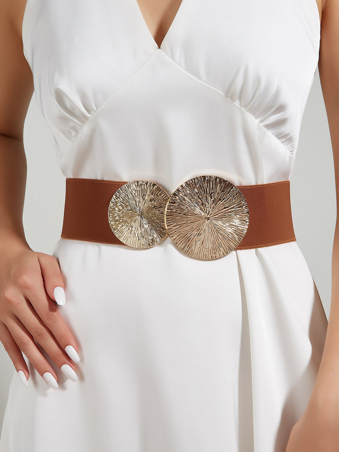 Female Ornament Overcoat With Dress Belt Waist-tight