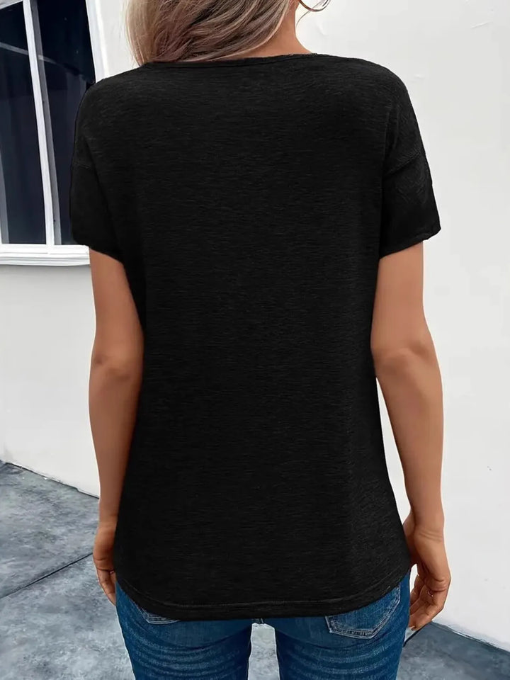 Short Sleeve V-Neck Ruched T-Shirt