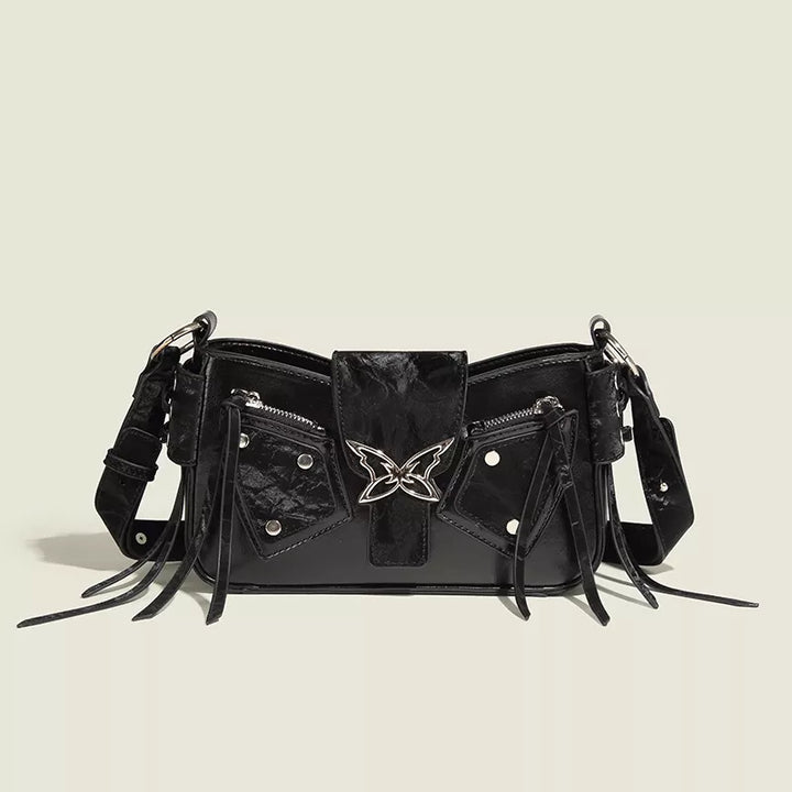 Butterfly Decor Flap Crossbody Bag