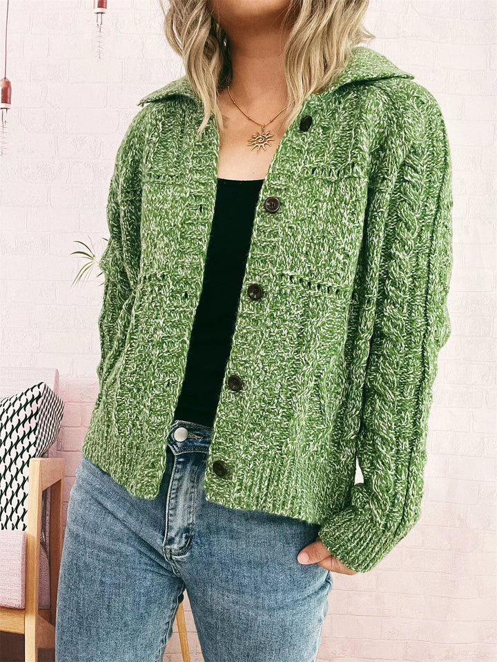 Openwork Cable Knit Button-Up Cardigan
